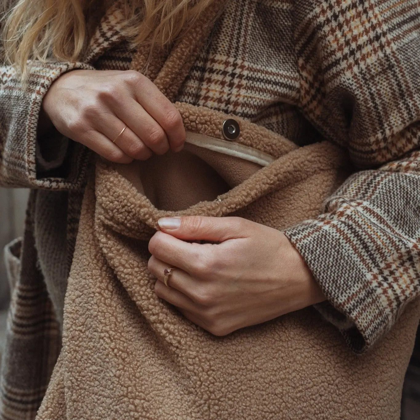 Sac fourre-tout en teddy | Doublure polar | Aimanté