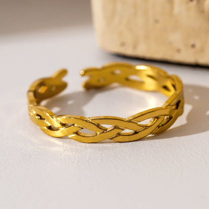 ELIOTT Gold: Cross Over Weave Pattern Band Ring