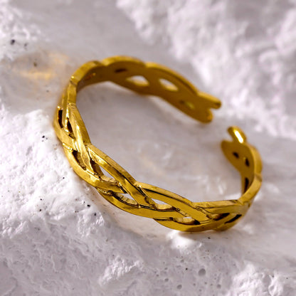 ELIOTT Gold: Cross Over Weave Pattern Band Ring