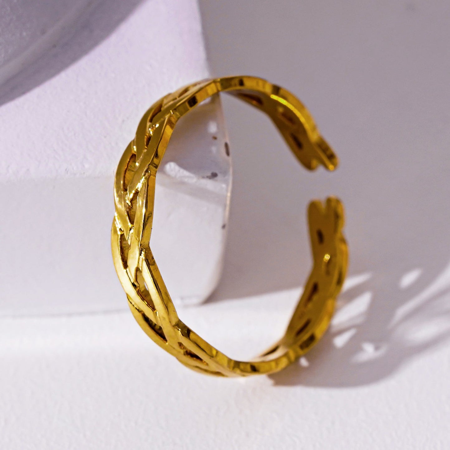 ELIOTT Gold: Cross Over Weave Pattern Band Ring