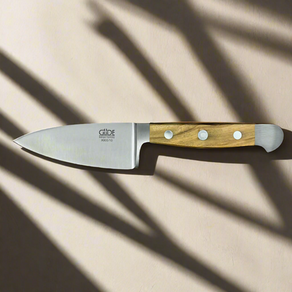 ALPHA OLIVE | Hartkäsemesser 10 cm Klinge | Geschmiedeter Stahl / Olivenholzgriff