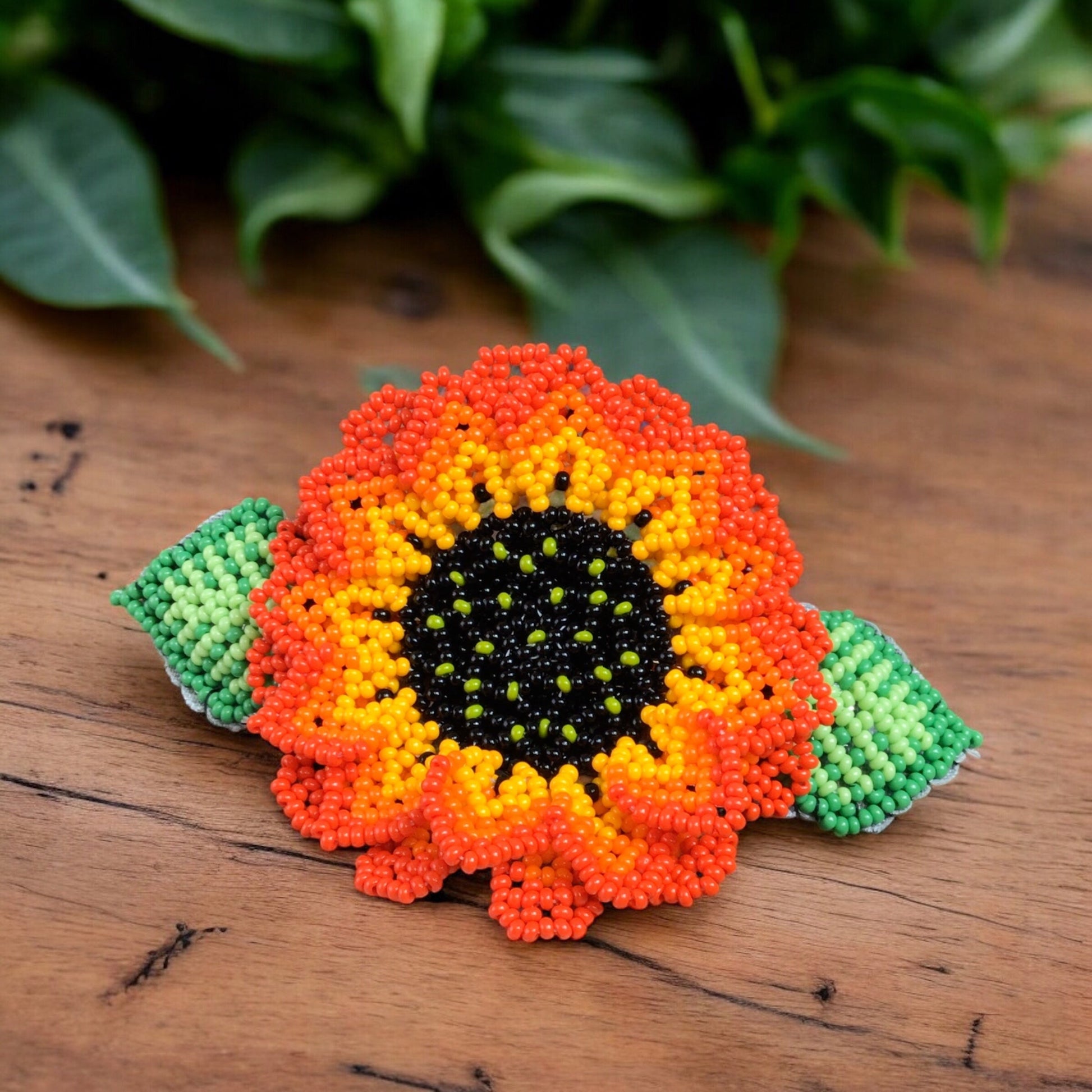 Handmade Beaded Sunflower Hair Clip-Yellow