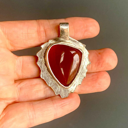 Real Leaf Pendant with Triangle Carnelian | Echoes of the Lake Collection
