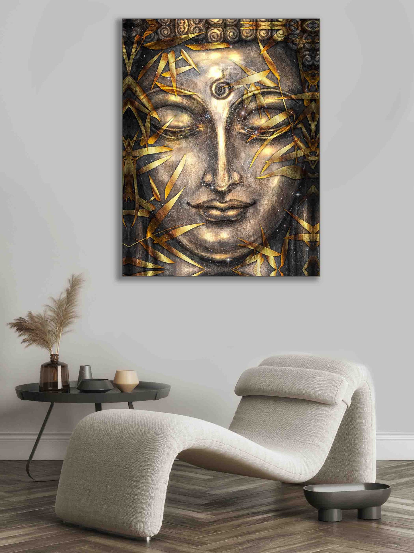 Wandbild – Leinwanddruck Gold Buddha – Kunstwerk