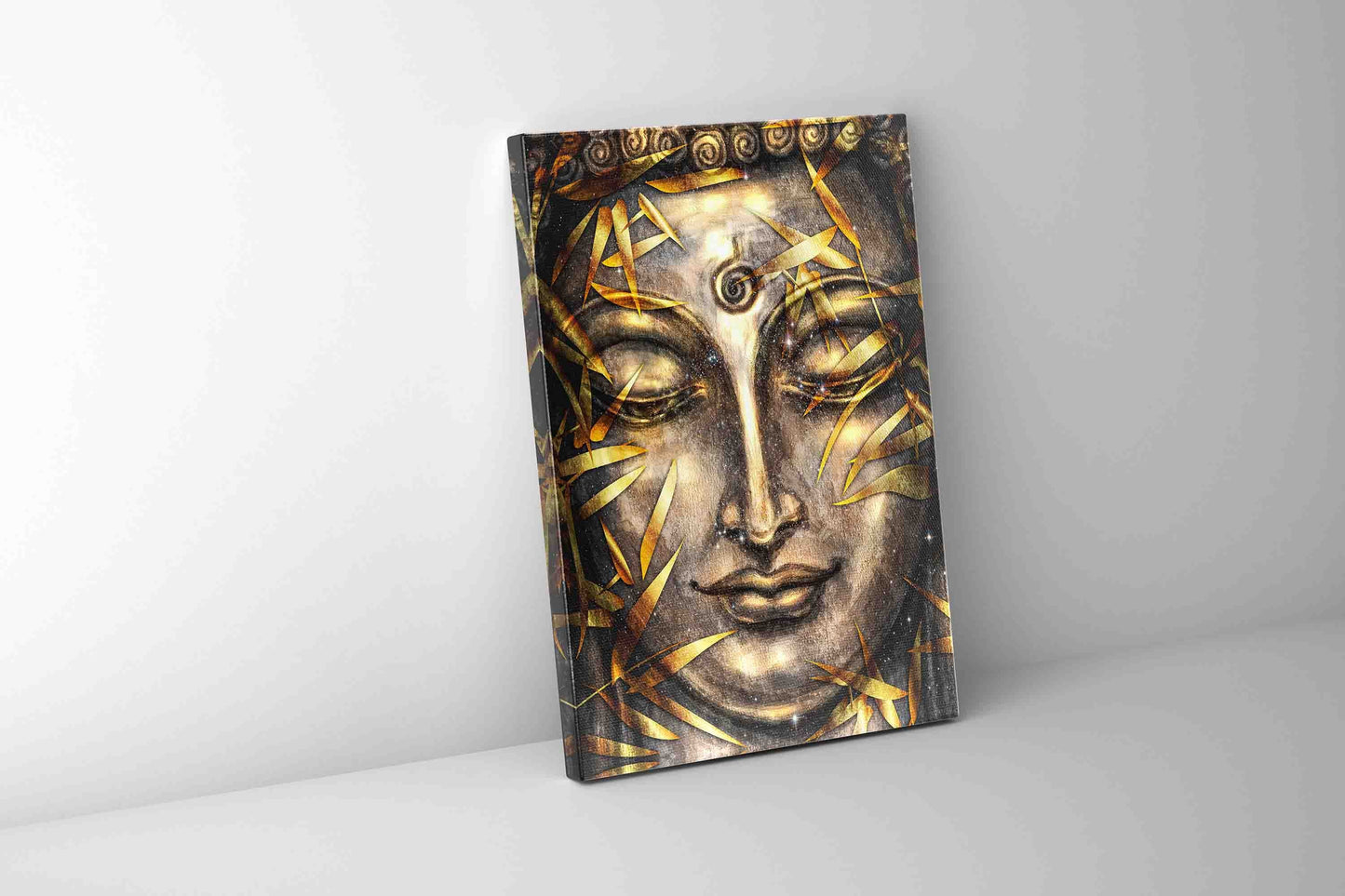 Wandbild – Leinwanddruck Gold Buddha – Kunstwerk