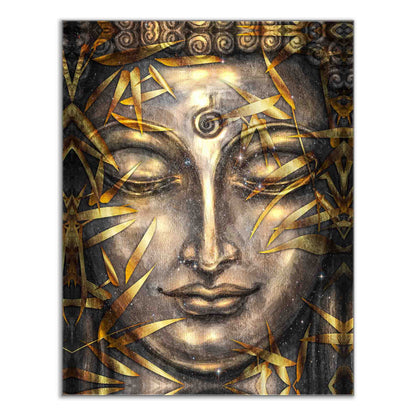Wandbild – Leinwanddruck Gold Buddha – Kunstwerk