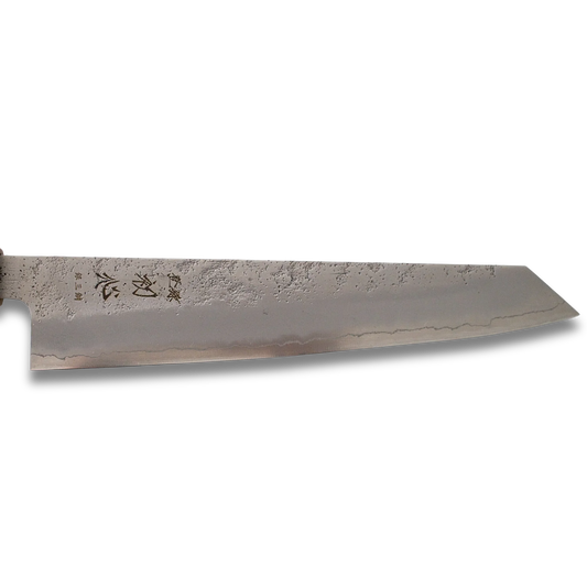 Ginrei Silver 3-Layer Nashiji Kiritsuke Gyuto Knife Olive Wood Handle