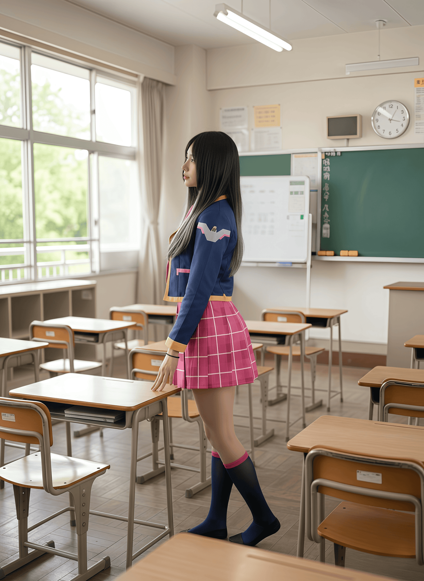 Anime Style Cosplay Halloween Costume Set School Uniform with Jacket and Skirt