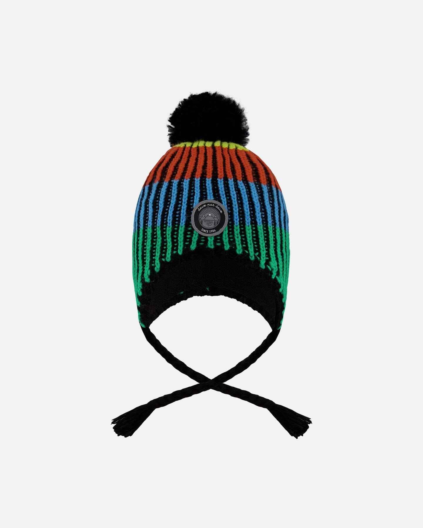 Lined Peruvian Knit Winter Hat With Pompom Multicolor
