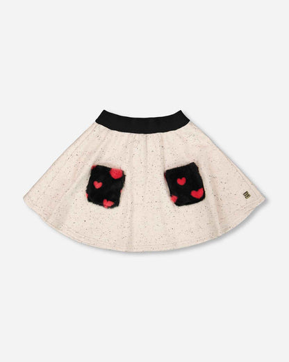 Glittering French Terry Skirt Beige And Black