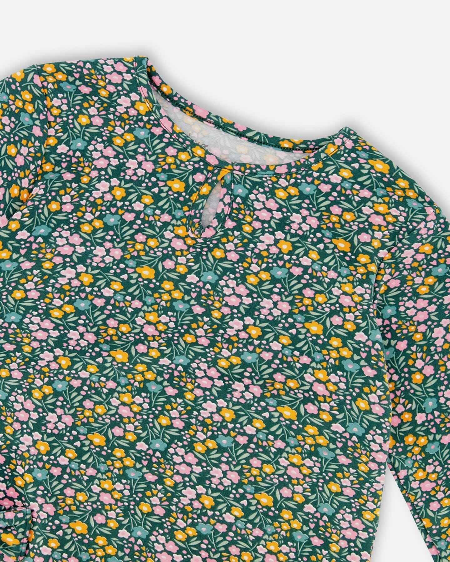 Jersey Tunic Green With Floral Print