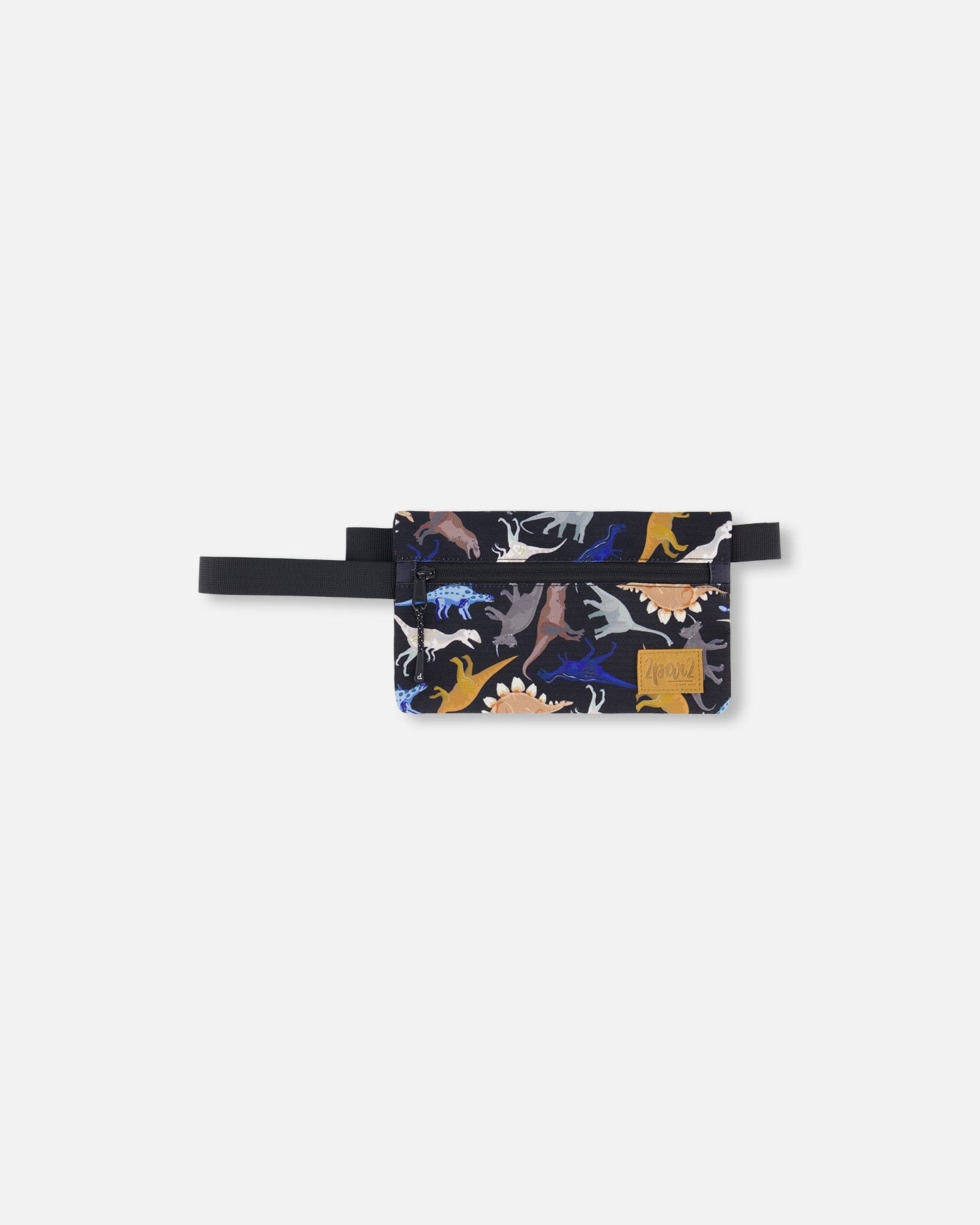 Double Pencil Case Black Dinosaur Print