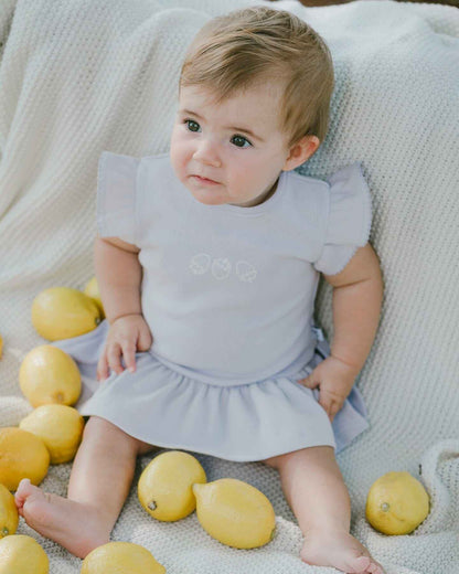 Cotton Rib Jersey Romper With Frill Lilac