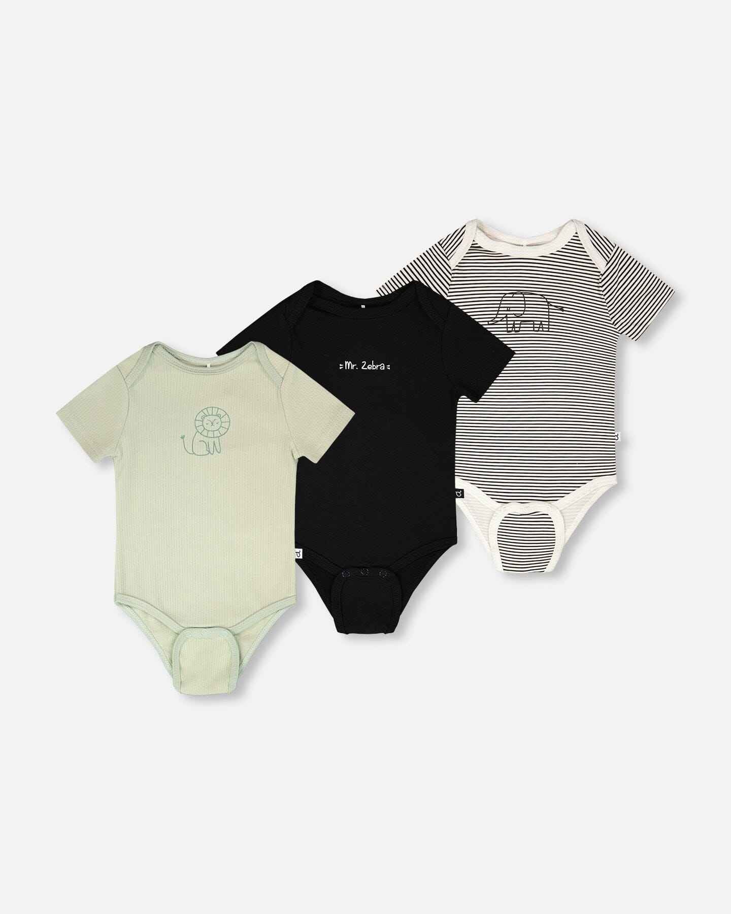 3 Pack Evolutive Organic Cotton Jersey Onesies Sage Green