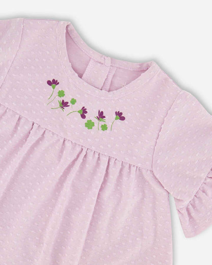 Jersey Tunic And Cotton Capri Set Lavender And Green Printed Flowers