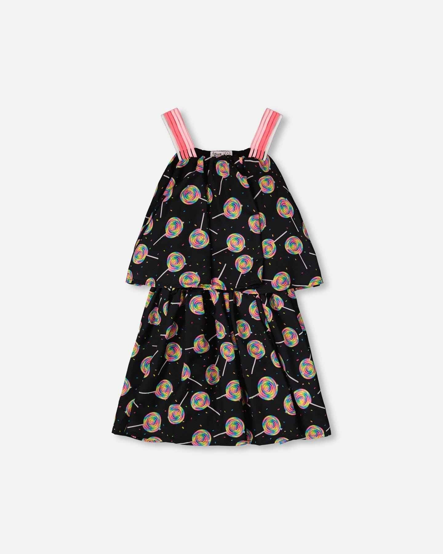 Woven Dress Black Lollipop Print