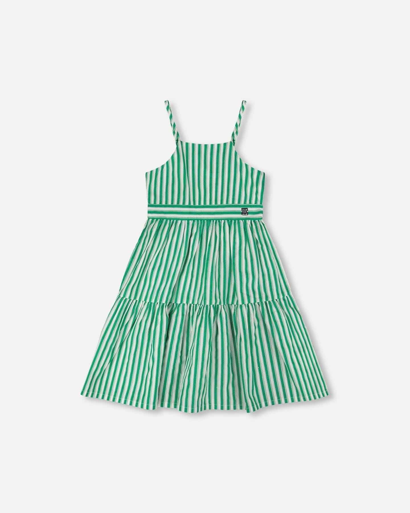 Cotton Sundress Green Stripes