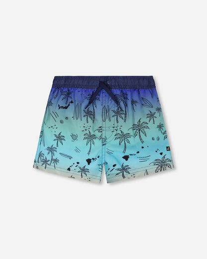 Boardshorts Blue Beach Print