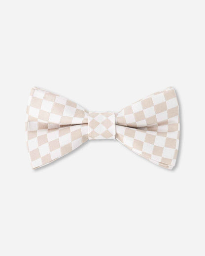 Bow Tie White And Sand Check