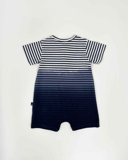 Organic Cotton Romper Blue Gradient Stripes