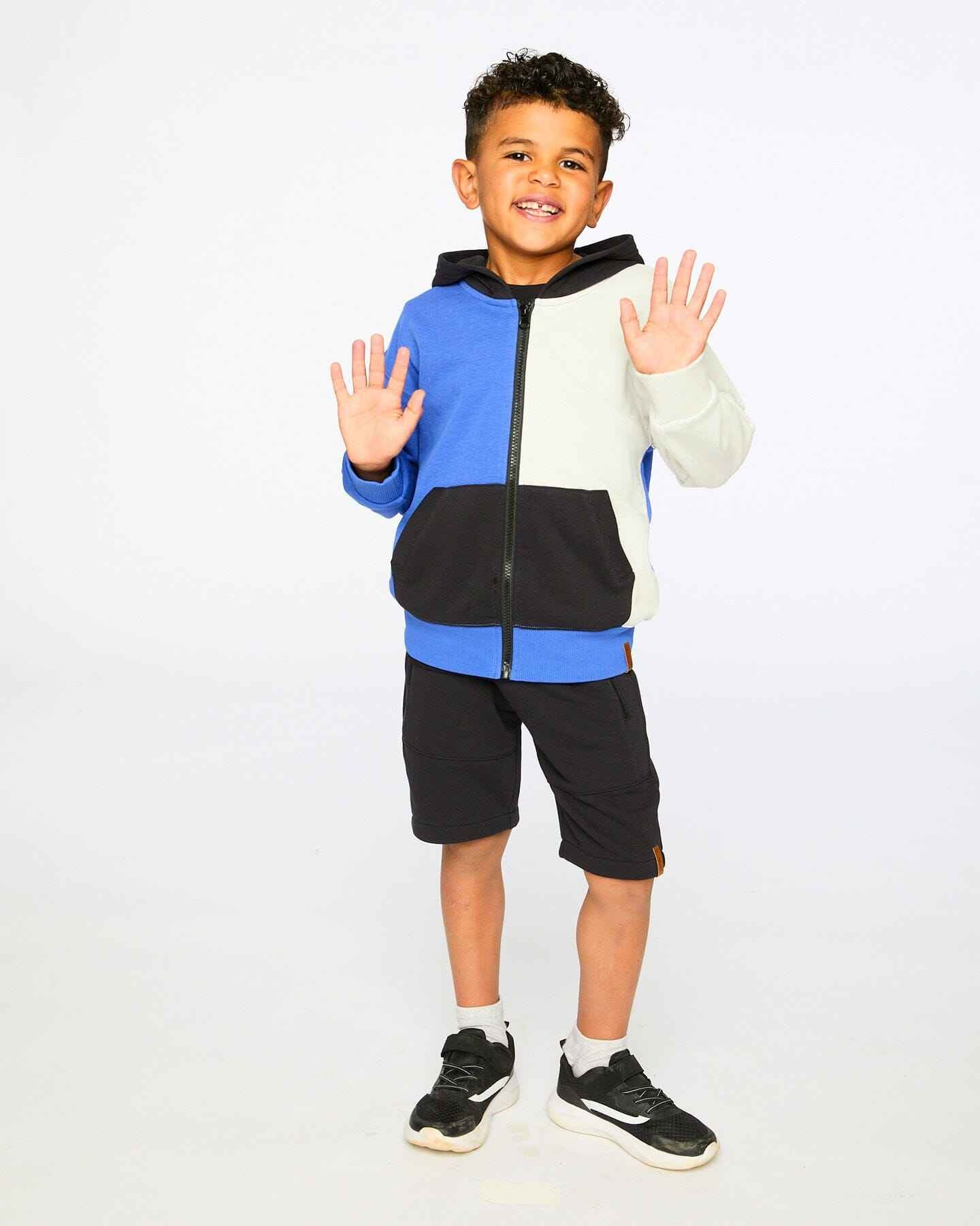 Hooded French Terry Cardigan Royal Blue
