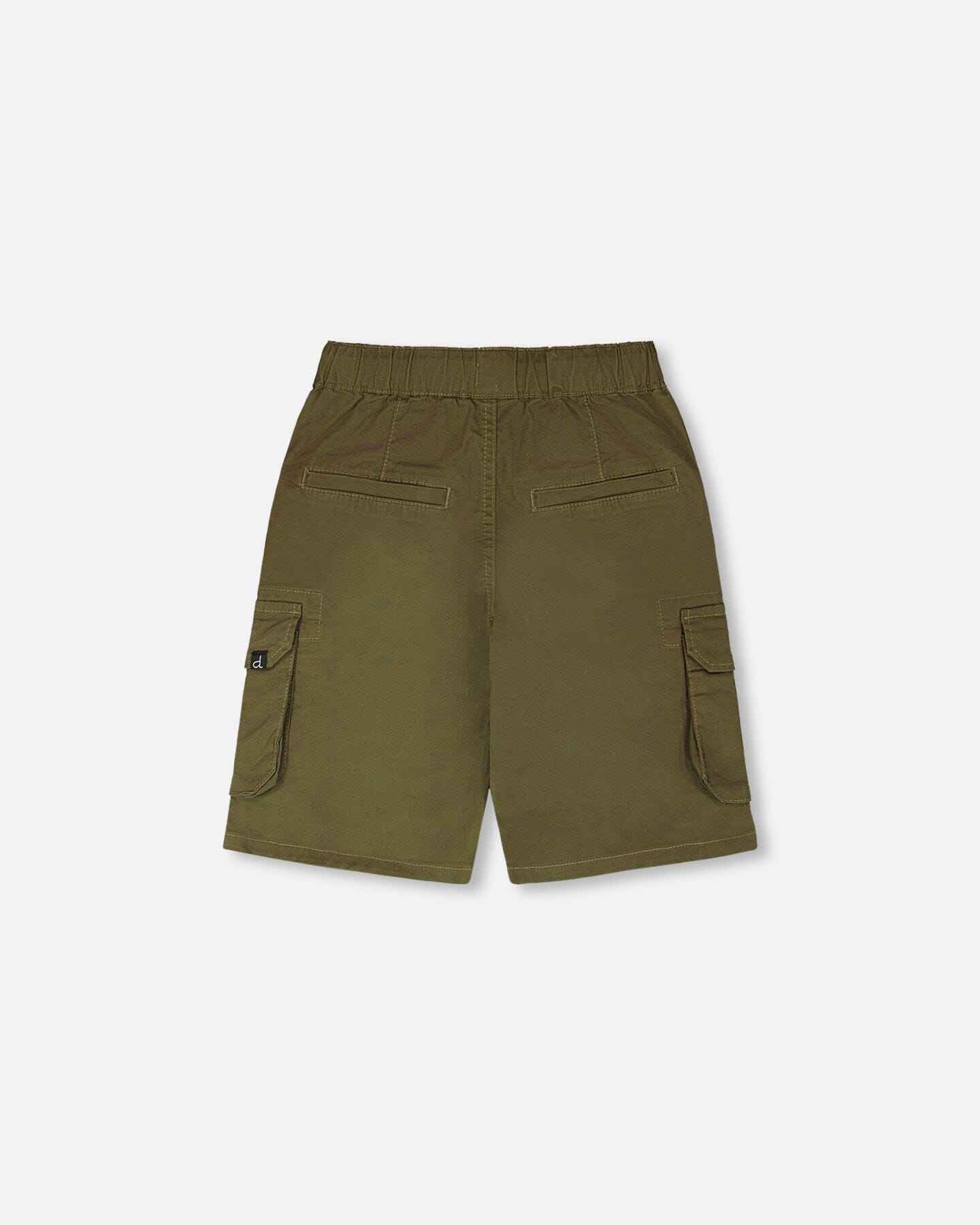 Stretch Twill Bermuda With Cargo Pockets Dark Khaki Green