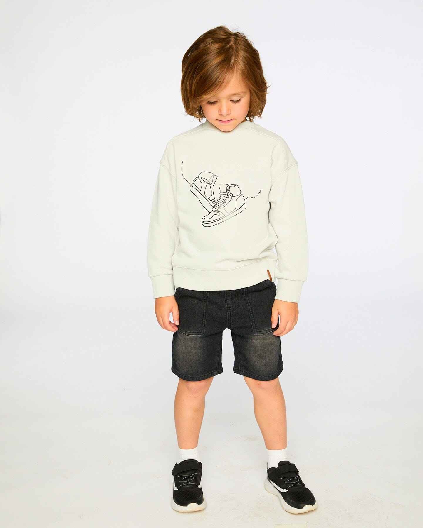 French Terry Grey Denim Shorts