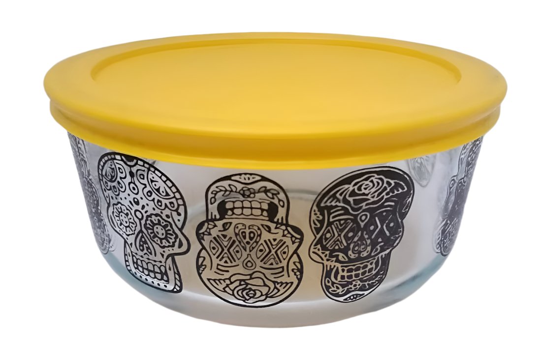 4 Tasse dekoriertes Pyrex Halloween Tag der Toten