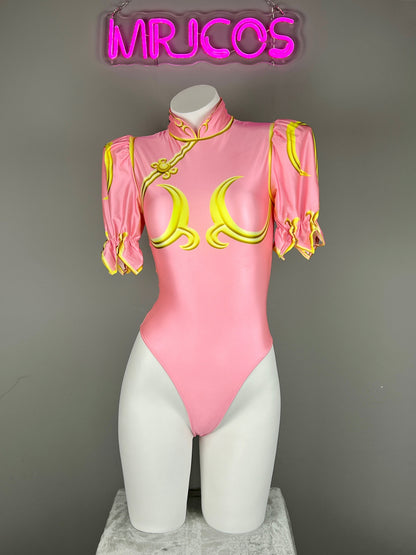 Super Hero Chun Li Spandex Cosplay Open Crotch Halloween Costume Bodysuit Sexy Lingerie