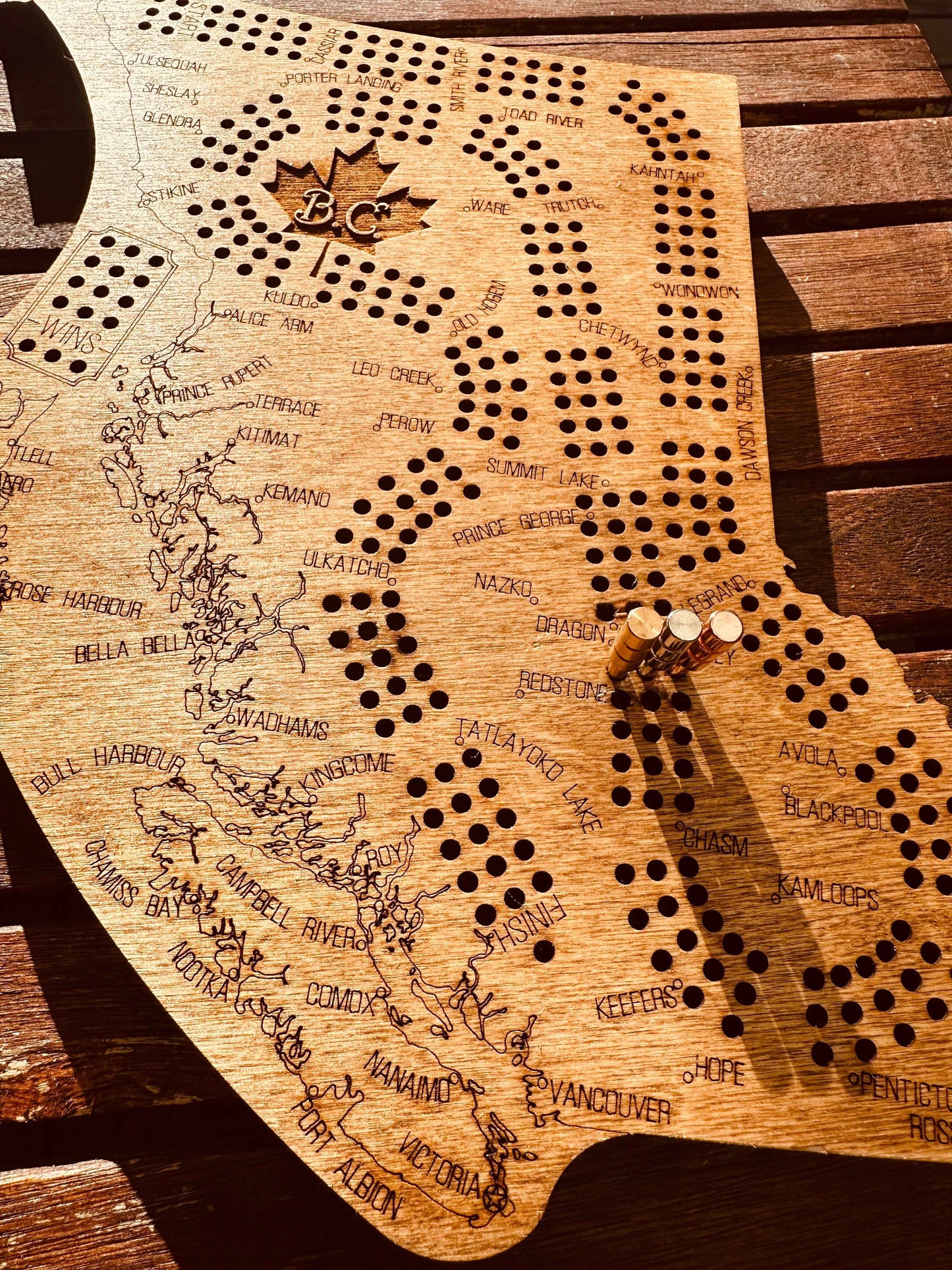 British Columbia Shaped Cribbage Board