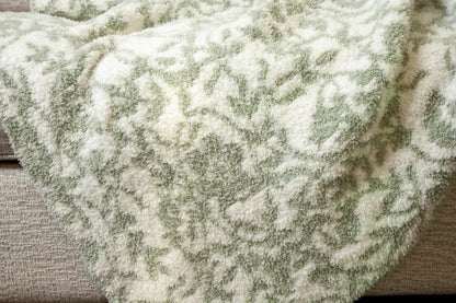 Desert Sage & White Fairy Garden Vine Print Extended Throw