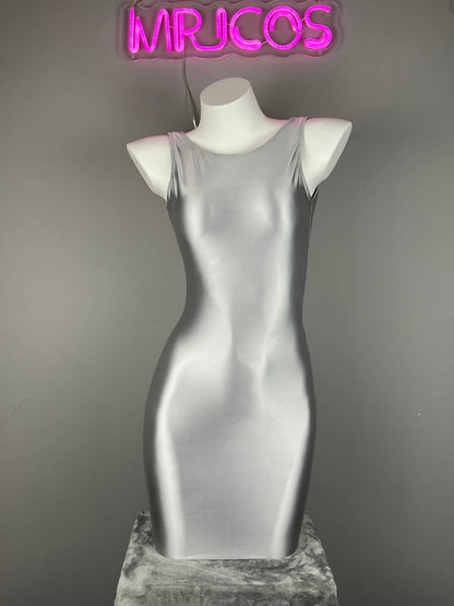 Sleeveless Tight Spandex Casual Halter Dress Basic Stretchy Wrap Party Dress
