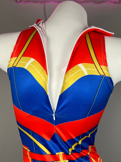 Super Hero Crotchless Cosplay BodySuit Lingerie Costume