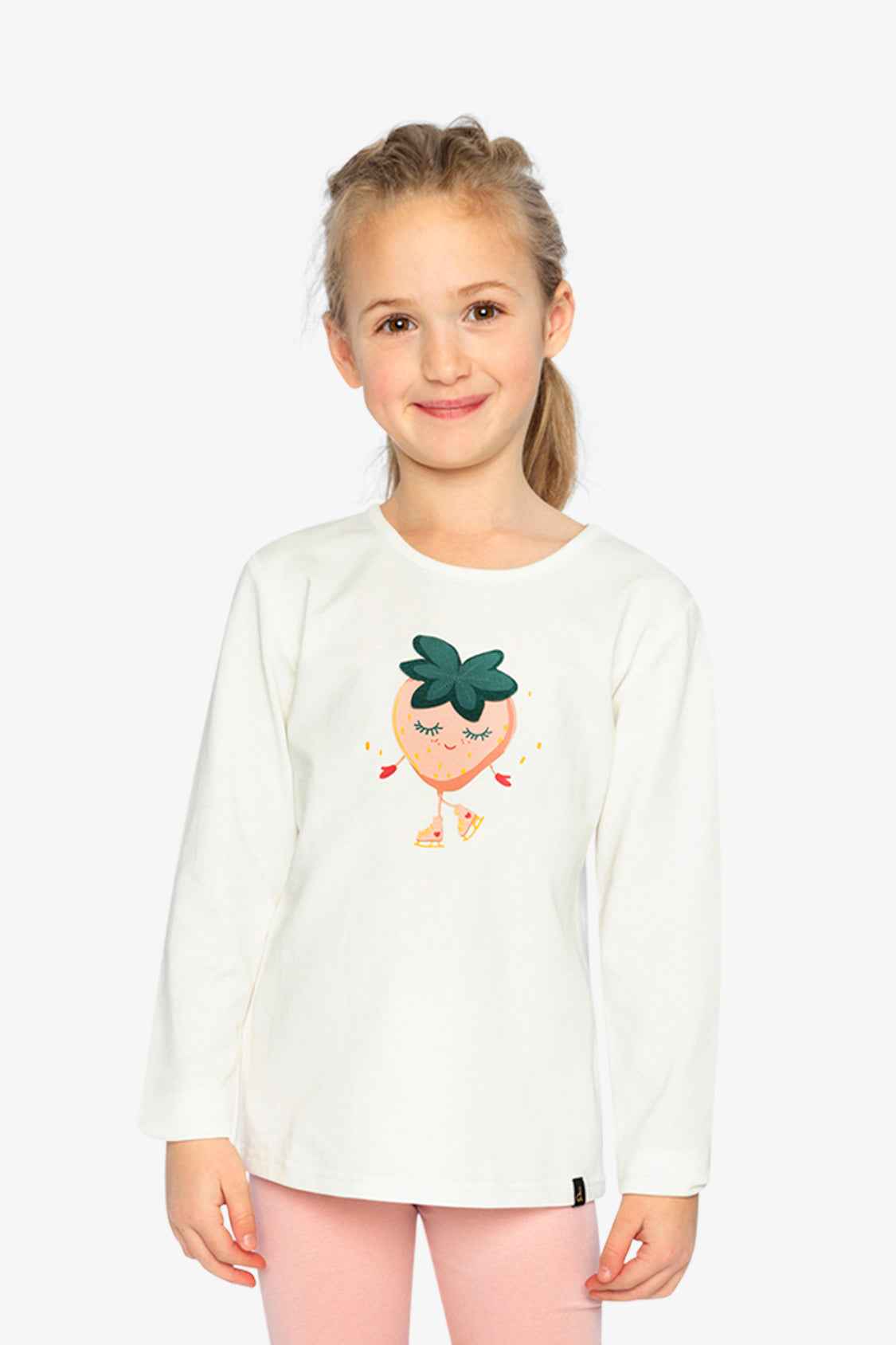 Long Sleeve Organic Cotton Strawberry T-Shirt Off White