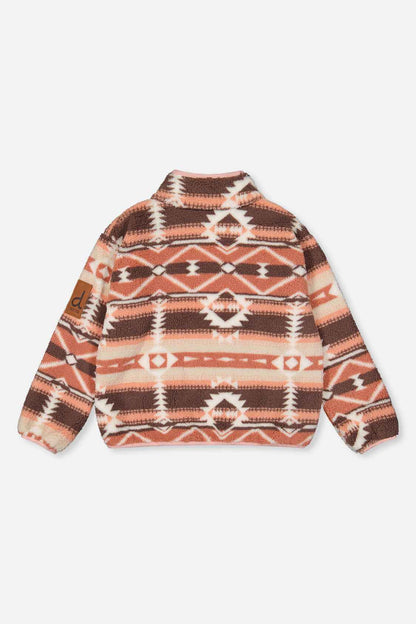 Mid-Season Plush Pullover Jacket Aztec Pink