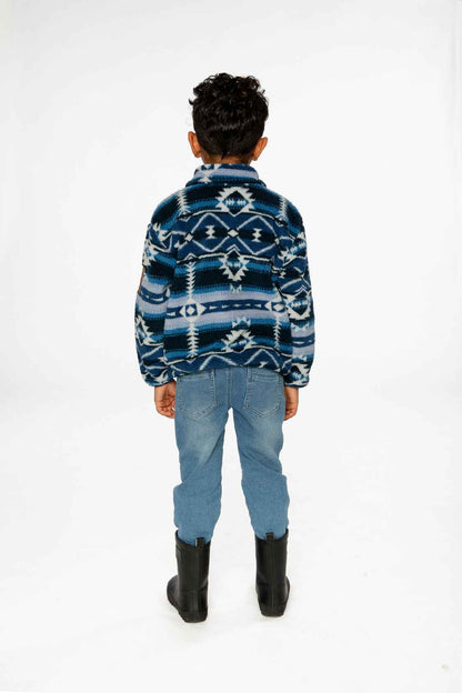 Mid-Season Plush Pullover Jacket Aztec Blue