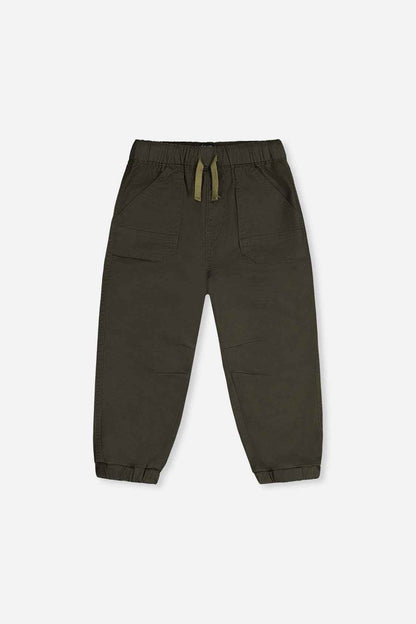 Stretch Canvas Jogger Pants Very Dark Green