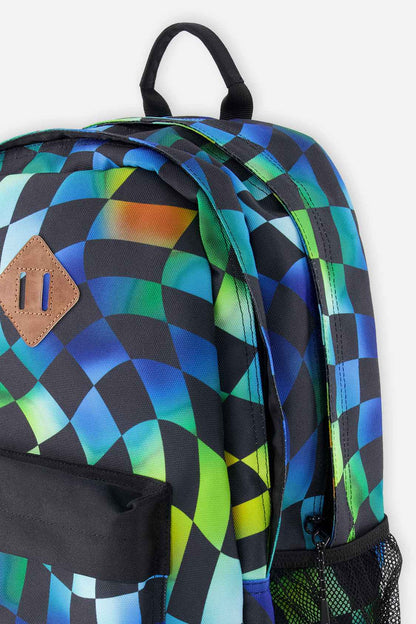 Kids Backpack Blue Checkered Print