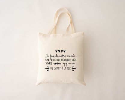 Wiederverwendbare Baumwolltasche - Ich gestalte unsere Welt...
