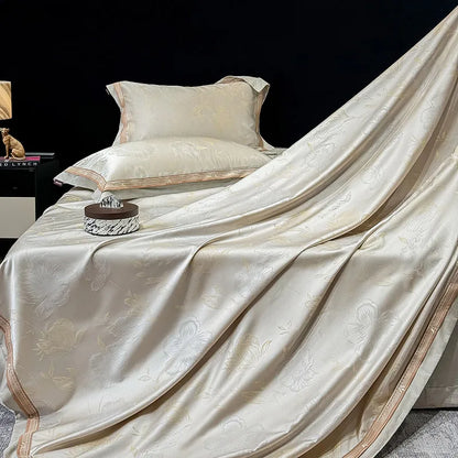 Royal Retreat Blumen-Jacquard-Patchwork-Bettwäscheset 800 TC – Creme