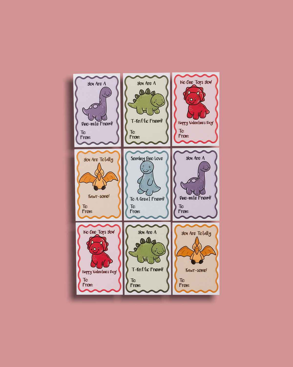 Dinosaur Valentine Set - Card Set