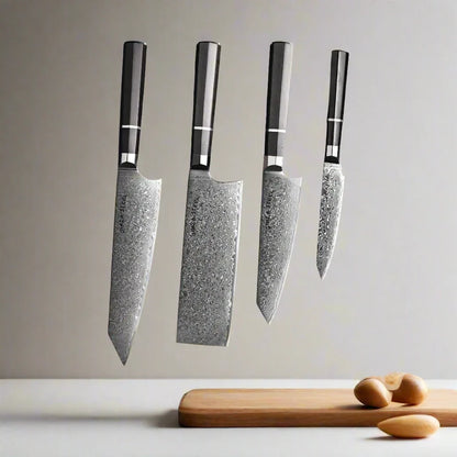 KASAI KOGATANA FIVE | Essentielles 5-teiliges Messerset | 4 Messer mit magnetischem Holzblock
