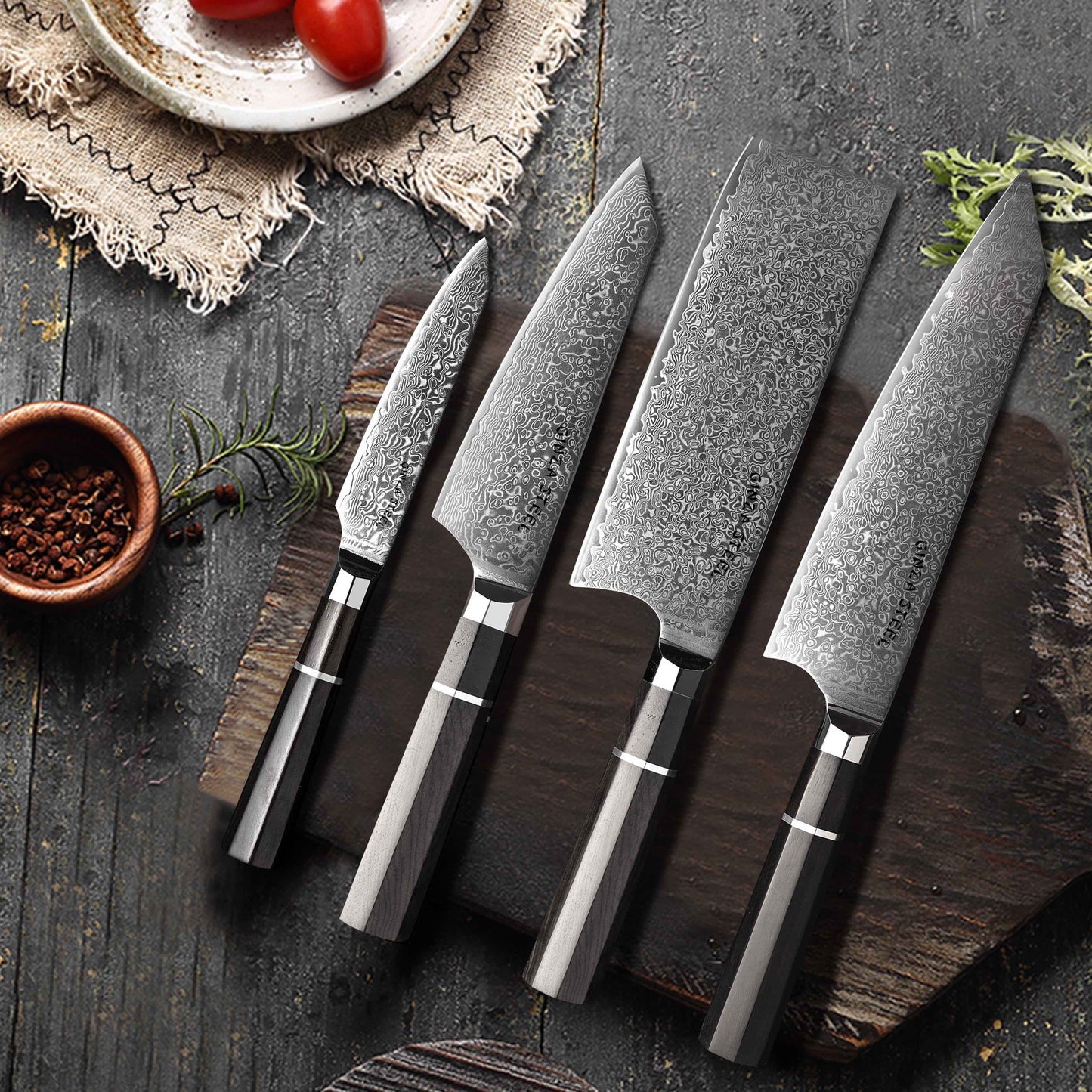 KASAI KOGATANA FIVE | Essentielles 5-teiliges Messerset | 4 Messer mit magnetischem Holzblock