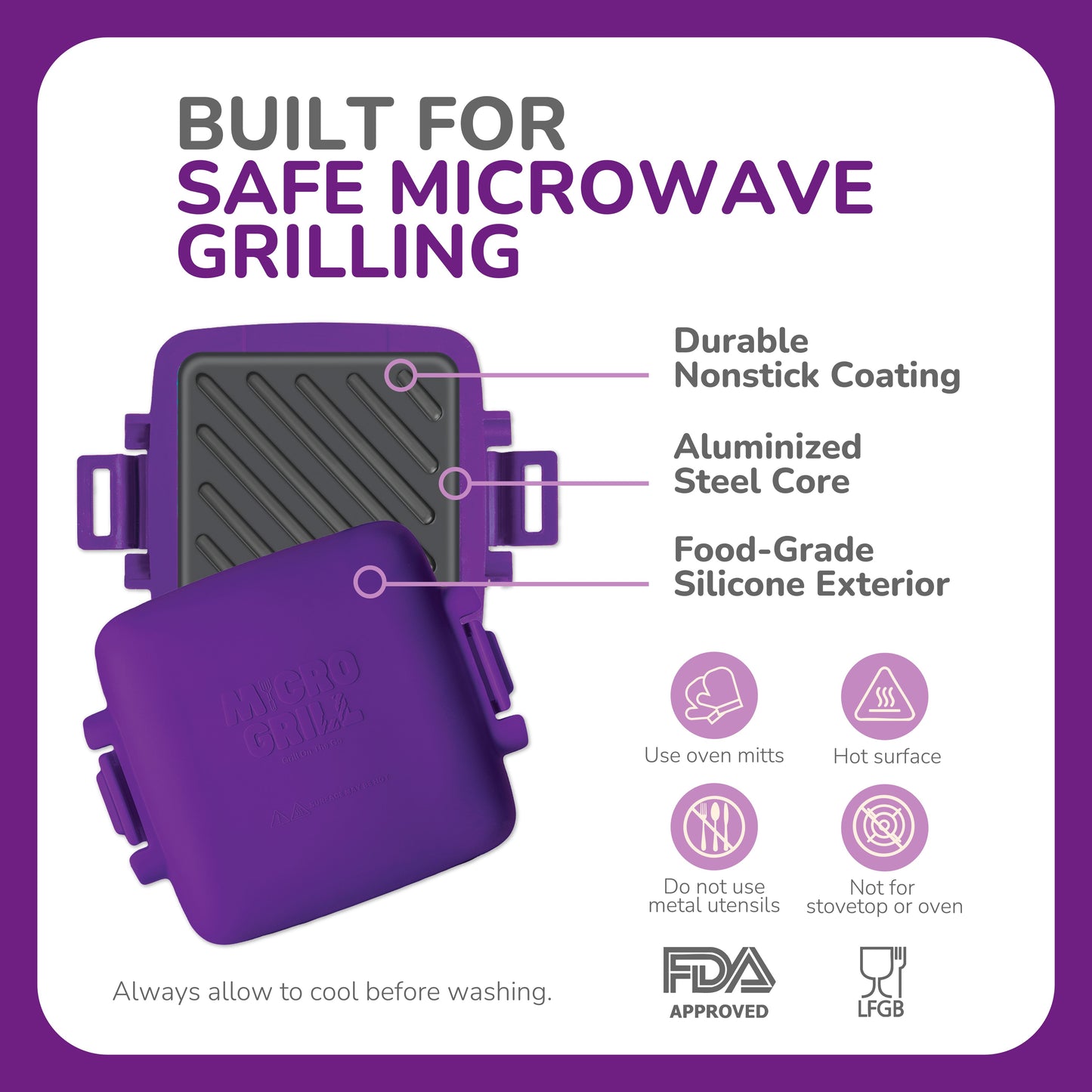 Micro Grill Classic™ Toastie Maker, Mikrowellen-Grill, Sandwich-Toaster, 3-Minuten-Grilled-Cheese, knusprig, Panini-Presse, spülmaschinenfest, Büro, Zuhause, Reisen & Studentenwohnheime