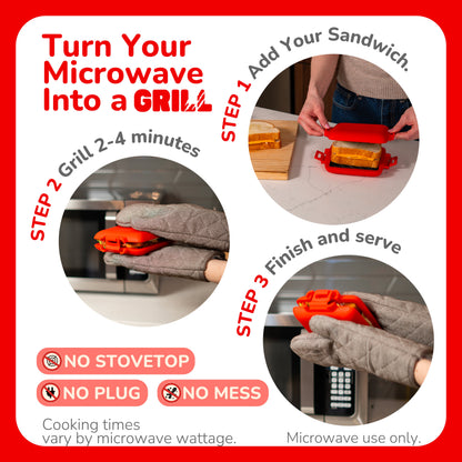 Micro Grill Classic™ Toastie Maker, Mikrowellen-Grill, Sandwich-Toaster, 3-Minuten-Grilled-Cheese, knusprig, Panini-Presse, spülmaschinenfest, Büro, Zuhause, Reisen & Studentenwohnheime