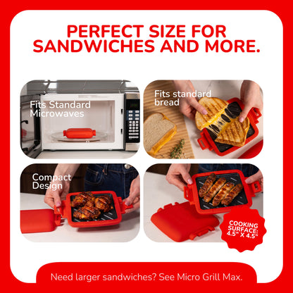 Micro Grill Classic™ Toastie Maker, Mikrowellen-Grill, Sandwich-Toaster, 3-Minuten-Grilled-Cheese, knusprig, Panini-Presse, spülmaschinenfest, Büro, Zuhause, Reisen & Studentenwohnheime