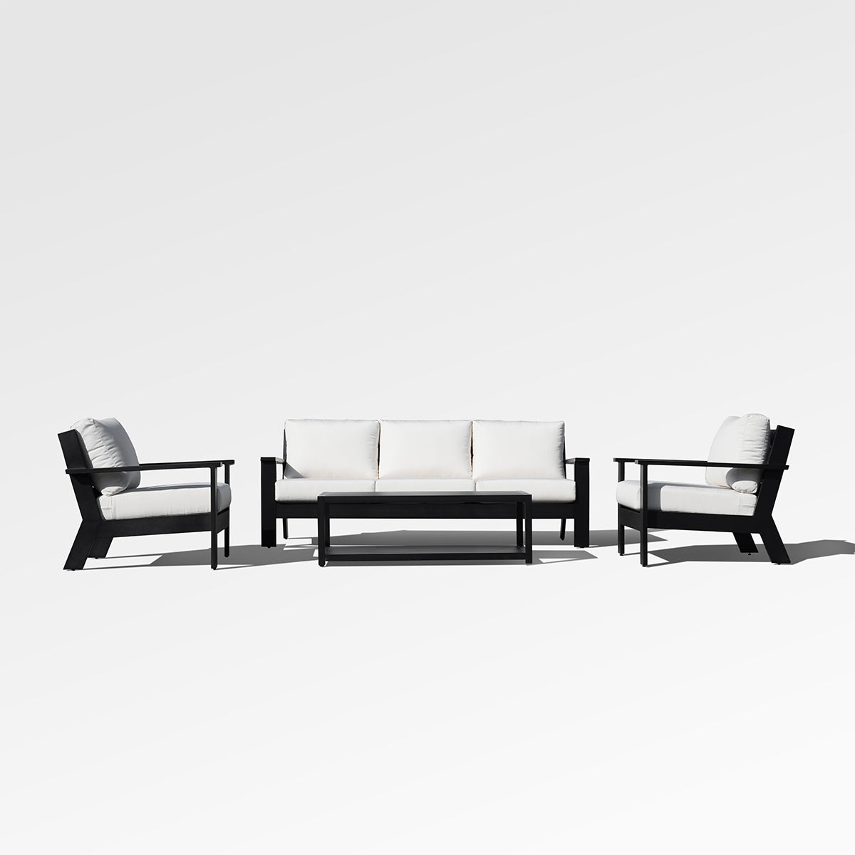 Magnolia Sofa-Set aus schwarzem Aluminium mit Sunbrella®-Kissen