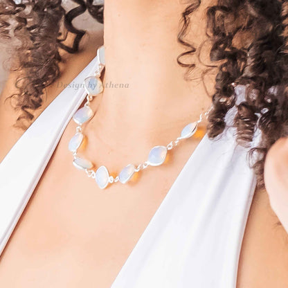 Moonlit Drift — Opalite Necklace in Sterling Silver