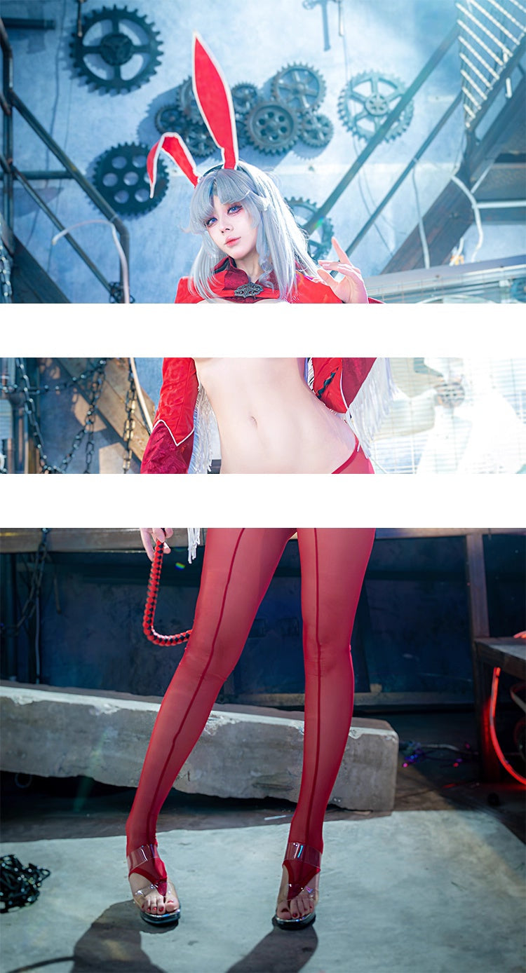 Wild Bunny Cow Girl PU Leather Jacket Sheer Sexy Ligerie Cosplay Costume Set