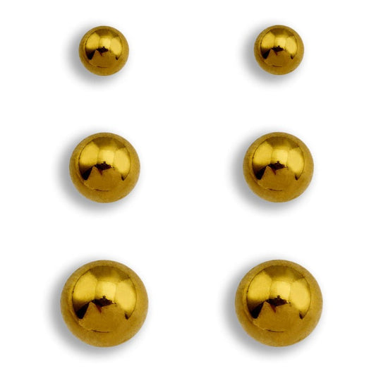 DESTINY Gold: Classic 3-Pair Rounded Bead Stud Set
